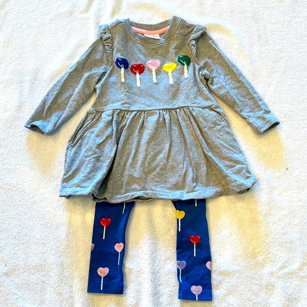 Hanna Andersson Size 3 (90 cm) Lollipop Dress/top with matching leggings.
